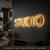 Letras LED con Retroiluminación Halo Personalizadas, Logotipo Comercial, Letrero de Pared de Acrílico y Metal 3D, Letras de Canal con Retroiluminación