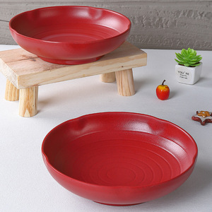 Bol en mélamine rouge profond et rond de 10 pouces, assiette à soupe pour restaurant et hôtel, vaisselle épaisse de couleur unie - Product Image 3