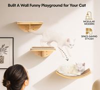 Étagères murales pour chats, perchoirs de fenêtre, lit incurvé, 2 marches en sisal plastique, beige, ensemble flottant 3-en-1 pour toutes les races, pour grimper et se détendre