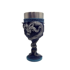 <span class=keywords><strong>Verre</strong></span> <span class=keywords><strong>à</strong></span> <span class=keywords><strong>vin</strong></span> vintage personnalisé Handslove en acier inoxydable, motif dragon ailé bleu antique, épée de collection, 201-300 ml, vente en gros - Product Image 1