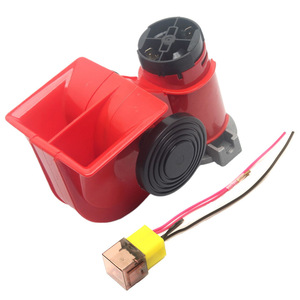 Klaxon de voiture avec compresseur intégré 24V Rouge Universel Type Escargot Son Haute Fréquence Impédance 8 Ohms Homologué Privé - Product Image 1