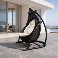 Fauteuil suspendu en rotin tressé pour extérieur avec support métallique, coussin imperméable, siège individuel, balançoire de jardin