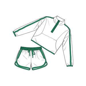 GLS0096 Custom Little Active Girl green white <b>patchwork</b> Outfits Kids Wholesale Children's Set - Product Image 1