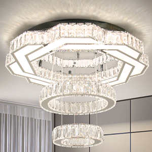 Zèle éclairage plafond cristal anneau lustre encastré forme de fleur led cristal plafonnier - Product Image 2