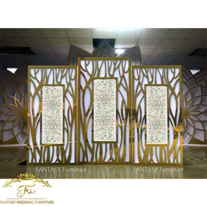 Luxury Newest Golden Wedding Backdrop With Flowers für Wedding Event Decoration