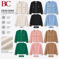 Veste en coton Dobby lavé pour femme, col rond, boutons dorés, poches à rabat, manches longues, poignets boutonnés, tenue de bureau personnalisée