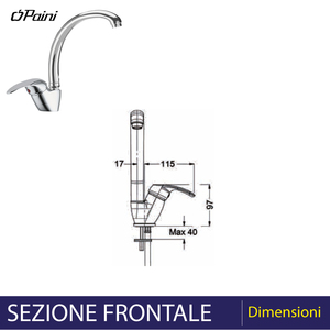 PRIMA Mitigeur d'évier à levier unique avec nettoyants pour toilettes chromés à bec haut - Product Image 4