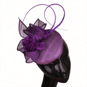 Luxury Bride Fashion Sinamay Fascinator <b>Hat</b>-Custom Brand Silk Screen Printed <b>Wedding</b> Favor - Product Image 1