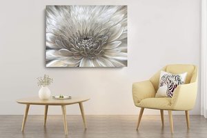 Pintura de Arte Moderno, pintura al óleo de cabeza de flor de Margarita blanca, lienzo envuelto, decoración de pared - Product Image 5