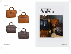 Genuine Leather <b>Backpack</b> High-quality Structured Silhouette Multiple Compartments Adjustable <b>Straps</b> Spacious Main Section Front - Product Image 4