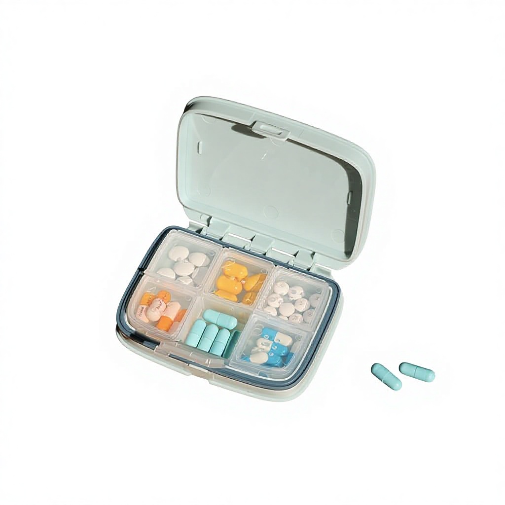 USAR [Patent Design] Portable 6-cell Large/Small Mini One-week Sub-pack Medicine Box Made in USA No Material Model U022U023