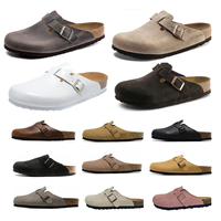 DERAN Designer Chaussures Mules et Sabots Unisexe en Daim Véritable de Haute Qualité, Sabots en Liège pour Femme, Pantoufles et Claquettes de Luxe en Cuir