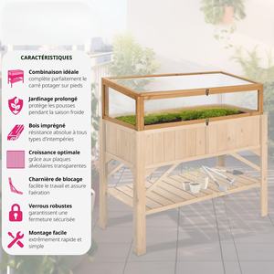 Jardin potager carré <span class=keywords><strong>sur</strong></span> <span class=keywords><strong>pieds</strong></span> en bois <span class=keywords><strong>sur</strong></span>élevés, boîte de semis de jardinier en bois avec rangement pour outils, cadre de serre inclus - Product Image 5