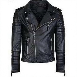 BS International NA227 Blouson d'hiver en cuir naturel marron, imperméable et coupe-vent, col mandarin, fermeture éclair frontale, style Racer - Product Image 5
