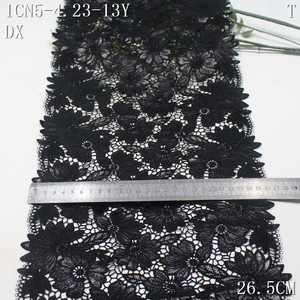 Pizzo Ricamato Personalizzato 26cm in <span class=keywords><strong>Pelle</strong></span> PU, Pizzo Floreale alla Moda, Pizzo Guipure Nero Pesante in Poliestere Ricamato per Abiti e Tessuti - Product Image 3