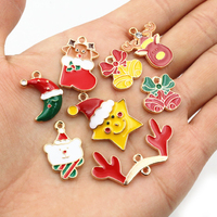 Pendentif à breloques de noël en émail pour bricolage, fabrication de bijoux, collier, Bracelet, boucles d'oreilles, fournitures de bijouterie artisanale en alliage, 10 pièces