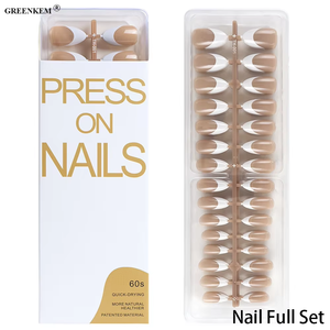 Gels doux 120/150 pièces amande ongles ensemble complet français court Art Patch rose français pointe presse sur les ongles - Product Image 2