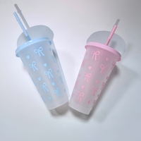 Prix Usine Nouvelle Arrivée Gobelets Réutilisables Écologiques en Plastique de 24 oz avec Couvercle et Paille pour Boissons Froides, Idéaux pour le Camping et les Voyages, Blanc Rose Bleu avec Logo