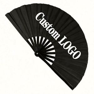 Personalized Decoration Black Large Wooden Folding Custom Printing Bamboo <b>Hand</b> <b>Fan</b> - Product Image 1
