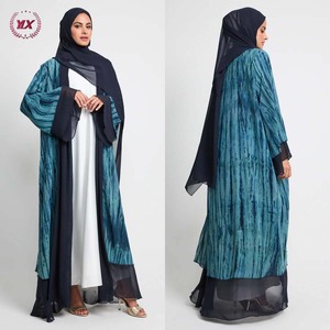 Nouvelle Arrivée 2026 : Abaya Musulmane Superposée Effet <span class=keywords><strong>Voile</strong></span> Océan, Robe de Luxe en Chiffon Style <span class=keywords><strong>Kimono</strong></span> à Manches Chauve-Souris – Vente en Gros - Product Image 1