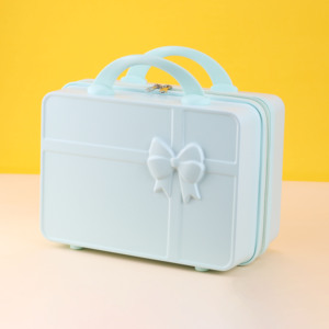 Mignon trousse de <span class=keywords><strong>maquillage</strong></span> portable en ABS de 14 pouces, rose, avec nœud, étui rigide pour cosmétiques, boîte de beauté pour femmes et filles - Product Image 5