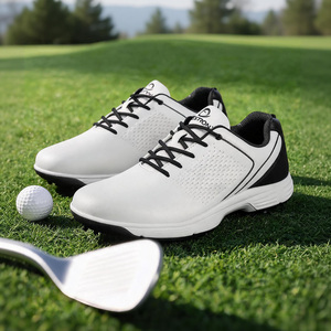 Men Golf <b>Shoes</b> Non Slip <b>Waterproof</b> Cushioning Golf Sneakers Leather Microfiber Mesh Lace Up Course Footwear - Product Image 4