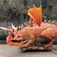 Modèle d'animatronique Dragon de Feu avec fonction de fumée ou exposition réaliste d'animal mythique pour parc d'attractions pour enfants