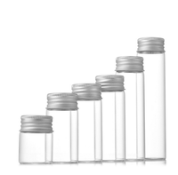 Conteneur alimentaire en verre borosilicate transparent fin et mince de 10 ml, 5 ml, 30 ml, 50 ml, 60 ml, 80 ml, 100 ml avec bouchon à vis en métal argenté ou doré, sans MOQ