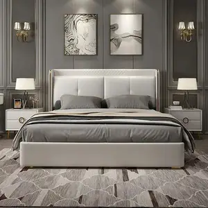 Cadeira de cabeceira art de couro simples luz americana luxo macio encosto de cabeceira cama de casal Nordic quarto principal