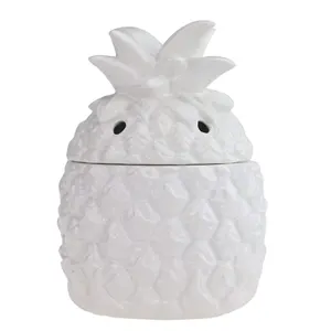 菠萝形状定制设计白色陶瓷蜡烛罐白色