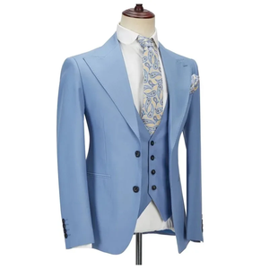 <span class=keywords><strong>Costume</strong></span> <span class=keywords><strong>Homme</strong></span> <span class=keywords><strong>Bleu</strong></span> <span class=keywords><strong>Ciel</strong></span> 3 Pièces Vêtements Blazer+<span class=keywords><strong>Gilet</strong></span>+Pantalon Habillé Mariage Cérémonie Bal de Promo - Product Image 3