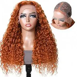 2023 Transparent Lace Front Wig Water Wave Ginger Colored Human Hair Wigs Raw Indian Hair For Black Women