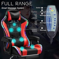 Chaise de jeu avec lumières LED et masseur lombaire rose, chaises de course, cadeira de jogos, silla gamer rgb rosa massage gaming chair