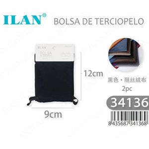 Il Velvet Bag 9x12 Cm 2 Pcs Black <b>Drawstring</b> Storage <b>Pouch</b> - Product Image 3