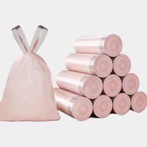 Ice Berry Pink Thickened Drawstring Garbage <b>Bags</b> Extra Strong Household Kitchen Trash <b>Bags</b> With Pull Out Lid For Dormitory Use - Product Image 3