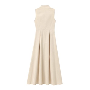 Robe longue sans manches, sans col, élégante, style européen-américain, coupe ample, taille décontractée, streetwear, en polyester, effet vieilli - Product Image 2
