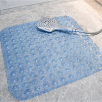 Tapis de bain carré transparent moderne 21 x 21 cm, design antidérapant robuste, pour toilettes et accessoires, avec ondulations stables, en PVC, pour douche et salle de bain