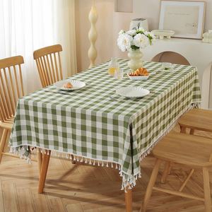 Soft Washable Geometric Checkered Linen Look Fabric Wrinkle Free Pastel Plaid Decorative Dining Picnic Party <b>Tablecloth</b> - Product Image 3