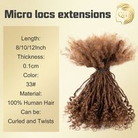Extensions Sisterlocks Microlocs 0,2 cm, Cheveux Humains Bruts Auburn à Pointes Bouclées # 30, Léger, Vente en gros pour Salons aux États-Unis