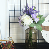 Buket Bunga Beri Lotus Beri, Buket Bunga Sintetis Peoni Lavender, Pegangan Tangan Pengantin Simulasi Buket Bunga Lotus Beri untuk Pernikahan