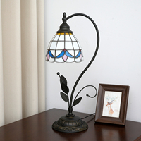 Lampe de table en verre teinté fait main, style Tiffany, abat-jour floral orchidée blanche, base en métal antique, lumière d'appoint pour salon ou chevet