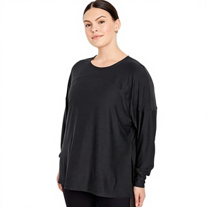 Camiseta de Manga Larga para Mujer, Cuello Redondo, Jersey Suave, Informal, Básica, para Uso Diario, Fabricante de Ropa al Por Mayor - Product Image 1