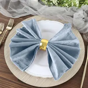 High Quality 20"x20" Dusty Blue Wholesale Table Velvet Cloth Napkins For Wedding Decoration Dining Burgundy Personalized Luxury