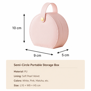 Luxury Circular PU Leather Jewelry Box Handle Durable Portable <b>Ring</b> Necklace Earring <b>Storage</b> Organizer Travel Jewelry Simple - Product Image 2