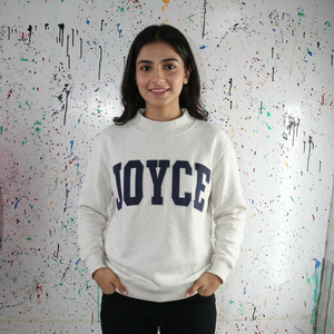 JOYCE <b>WHITE</b> Hooded Sweatshirt BLACK Applique Embroidery Wide Neck CLUSH SPORTS Half Zip 100% Cotton Winter Digital Velour Zipper - Product Image 1
