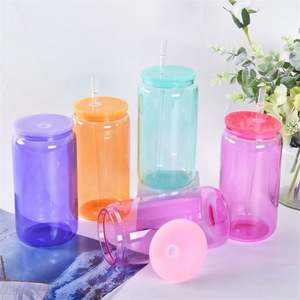 Bière Offre Spéciale Potable En Plastique 16Oz Coloré Couleur Unie Noir En Plastique Canette De Bière Avec Couvercle - Product Image 2