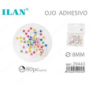 Occhi adesivi ILAN da 8 mm colorati per lavori artigianali, circa 80 pezzi - Product Image 3