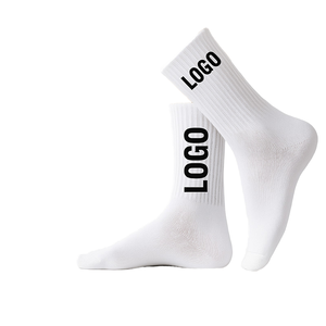 남여 공용 맞춤 스포츠 남성용 압축 면 양말 디자이너 수 놓은 테니스 운동 로고 가을 실행 발목 승무원 편지 - Product Image 1
