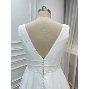 Vestidos de <span class=keywords><strong>Novia</strong></span> Baratos de Fabricante, Vestidos de <span class=keywords><strong>Novia</strong></span> Blancos Brillantes con Cuello en V, <span class=keywords><strong>Vestido</strong></span> de <span class=keywords><strong>Novia</strong></span> Africano de Talla Grande para Boda <span class=keywords><strong>Civil</strong></span> - Product Image 6