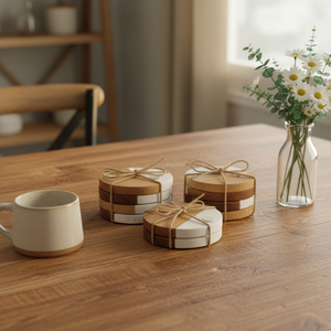 Posavasos <span class=keywords><strong>de</strong></span> Madera <span class=keywords><strong>de</strong></span> Acacia <span class=keywords><strong>de</strong></span> Diseño Único, Hexagonales, Redondos, Cuadrados, Personalizados, <span class=keywords><strong>de</strong></span> Madera y Mármol para el Hogar - Product Image 2